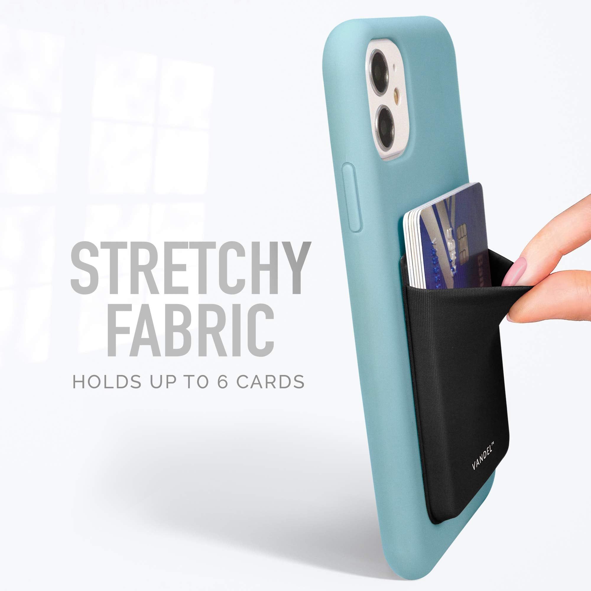 Vandel Pocket   Stick On Fabric Phone Wallet Stick On For Women, Cute Credit Card Holder For Phone Case, Back Of Phone Fabric Sl